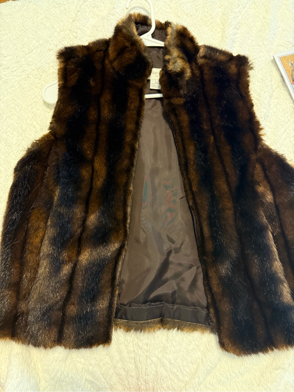 Jones New York Dark Brown Faux Fur Vest